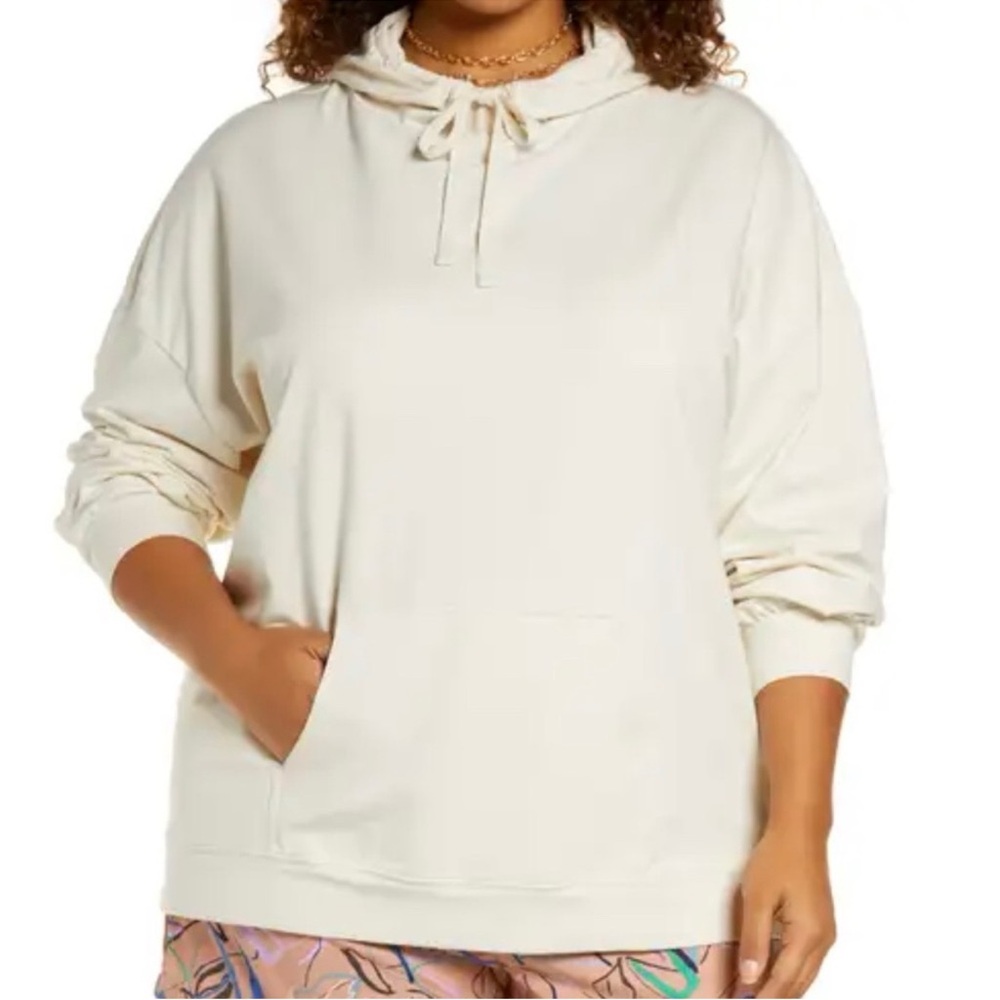 Open Edit Stretch Cotton Hoodie Ivory Birch Size 2X